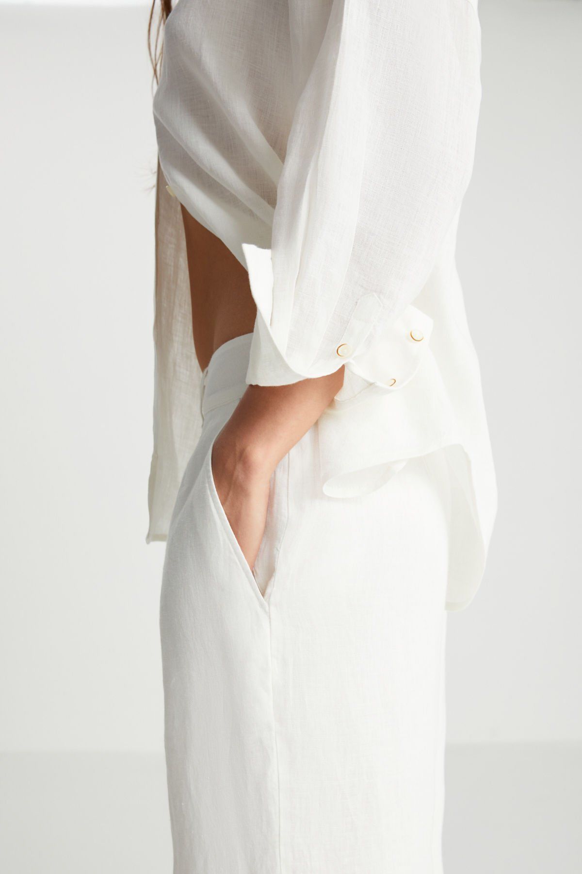 Beyaz Keten Pantolon