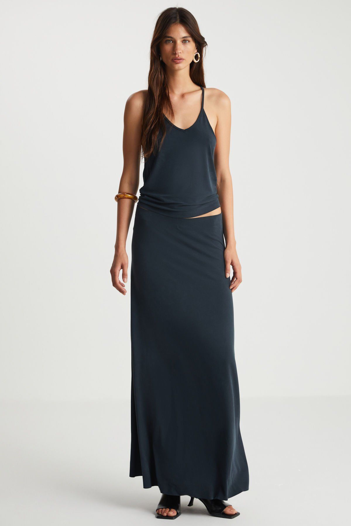 Modal Karışımlı Siyah Etek