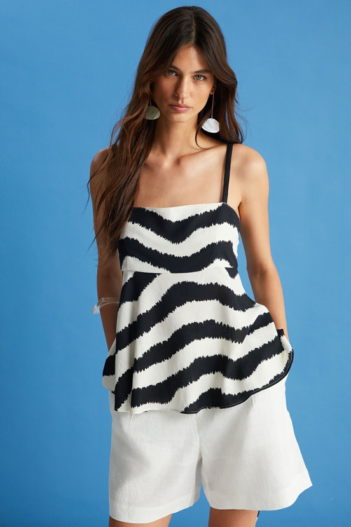 Askılı Zebra Bluz