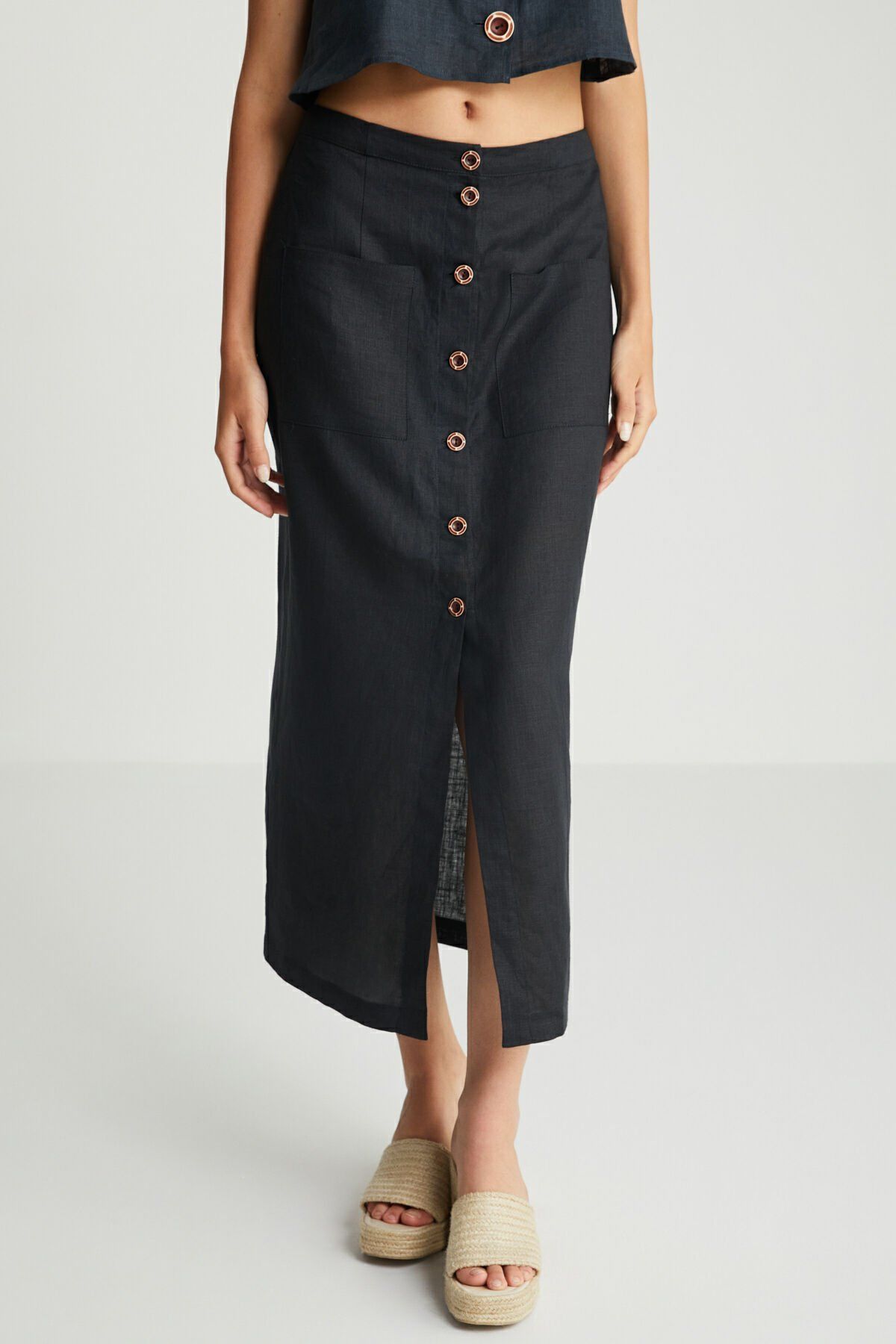 Günlük Giyim Keten Etek