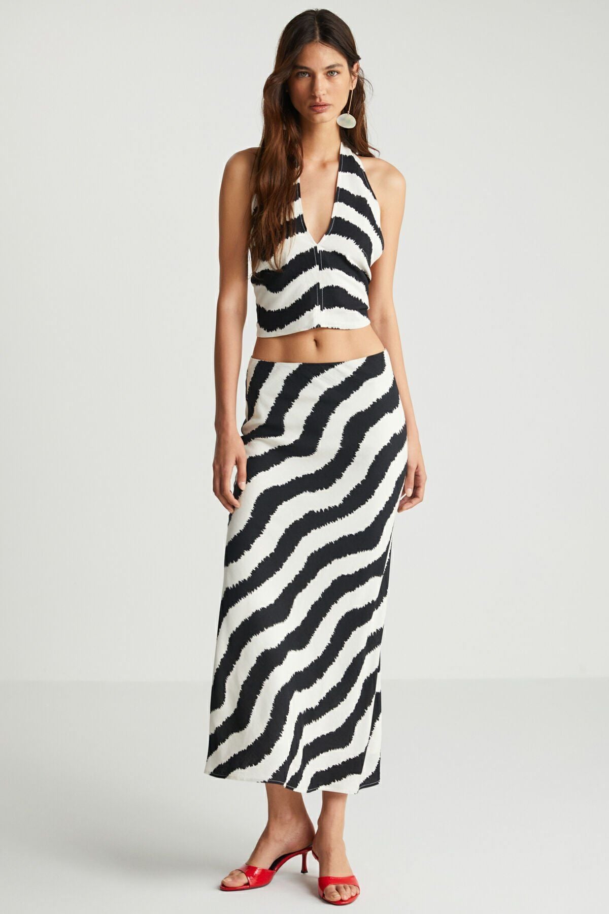 Zebra Desenli Uzun Etek