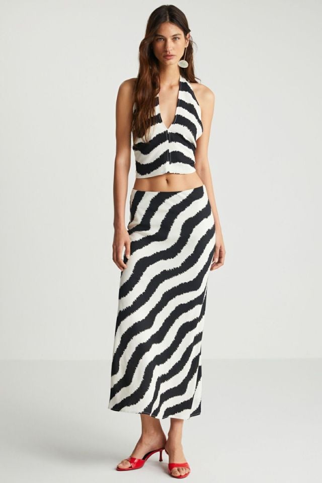 Zebra Desenli Uzun Etek