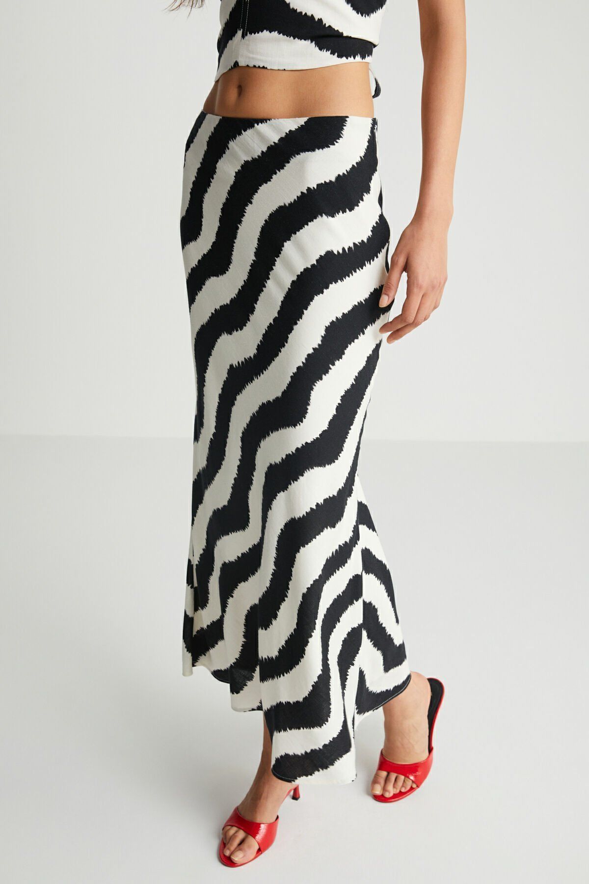 Zebra Desenli Uzun Etek