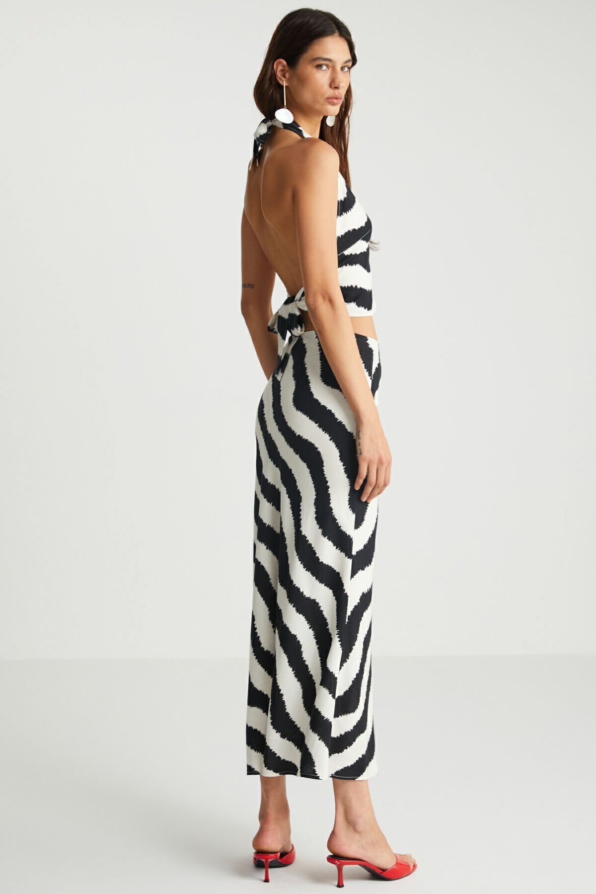 Zebra Desenli Uzun Etek