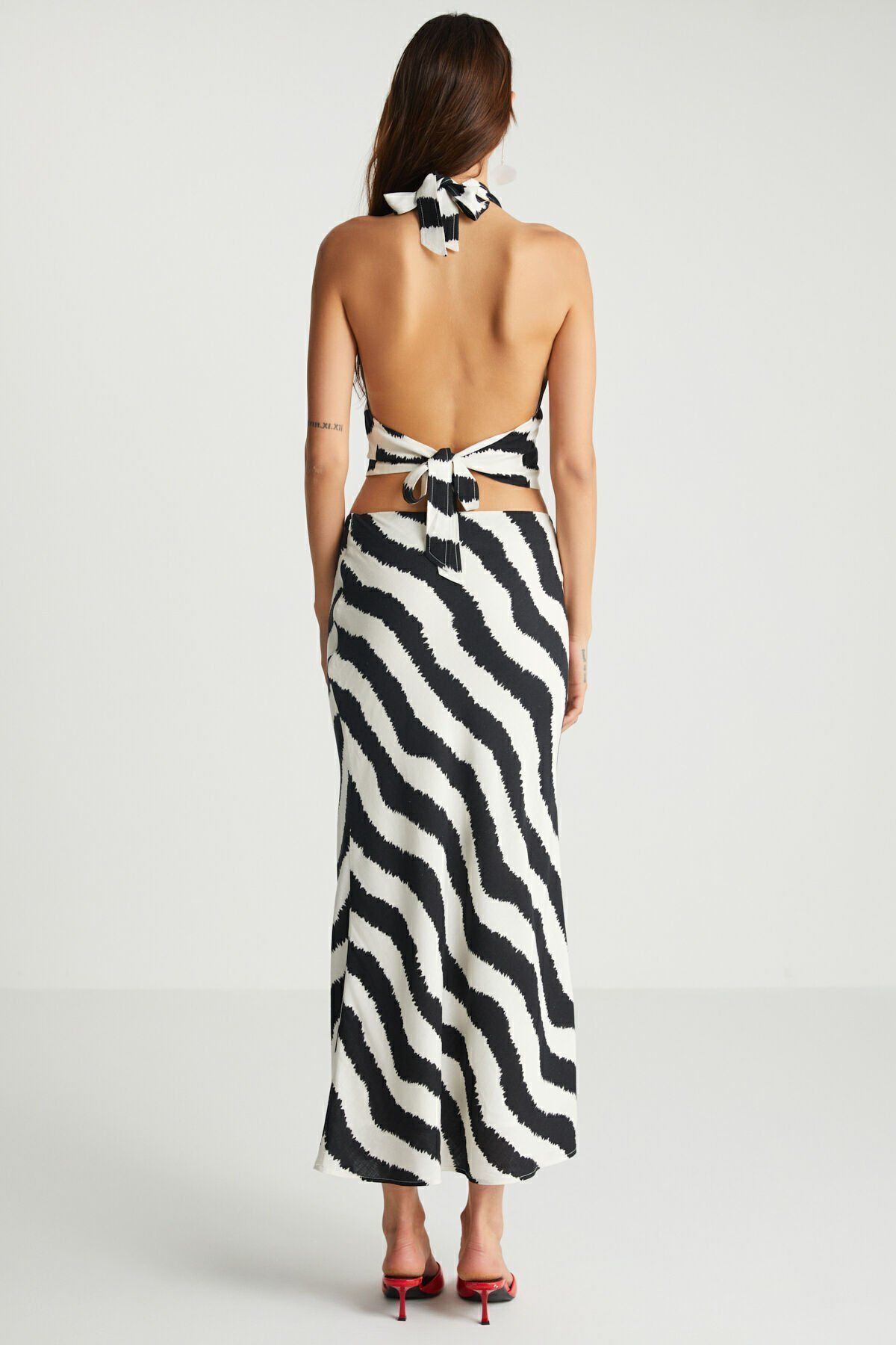 Zebra Desenli Uzun Etek