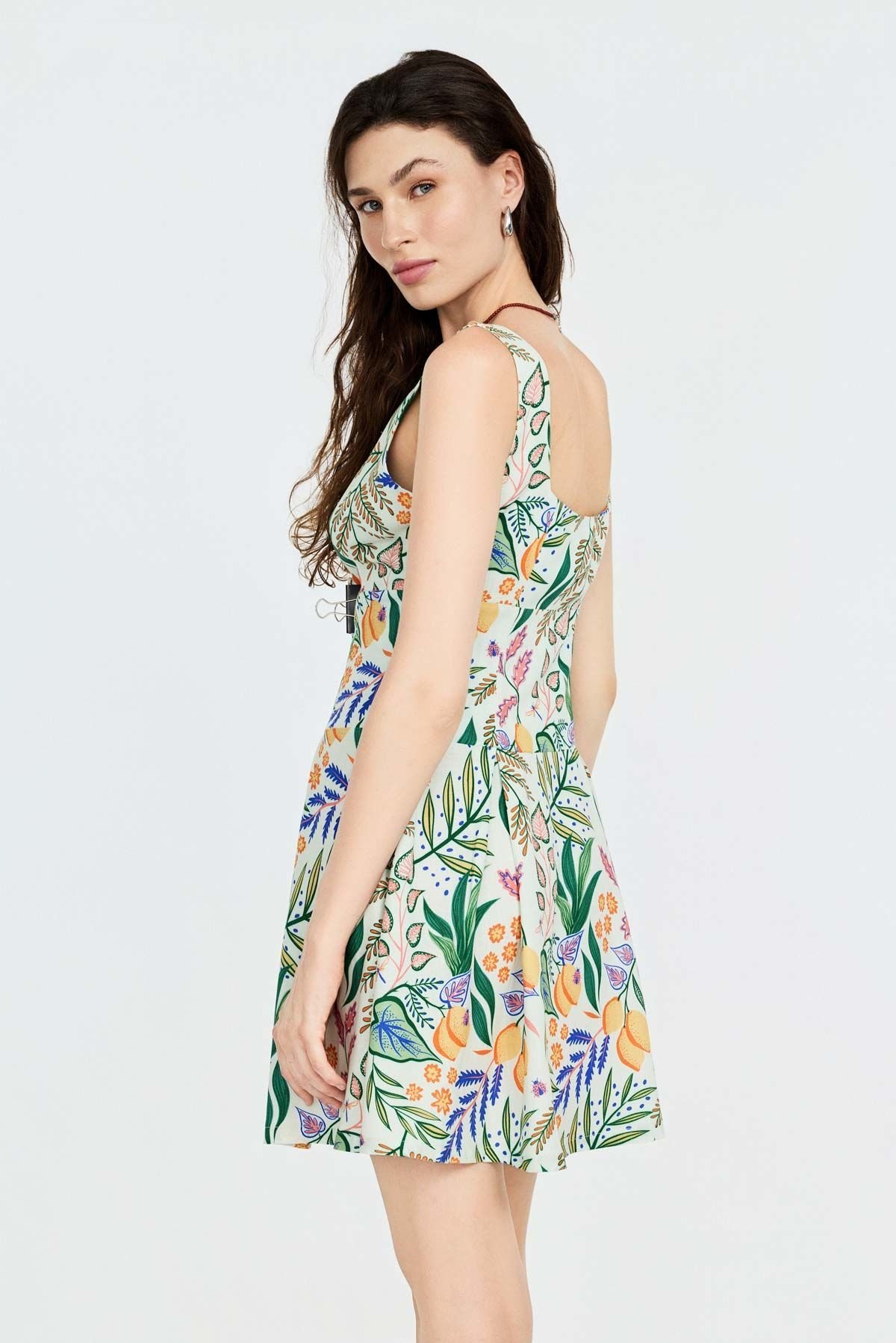 Keten Karışımlı Mini Elbise