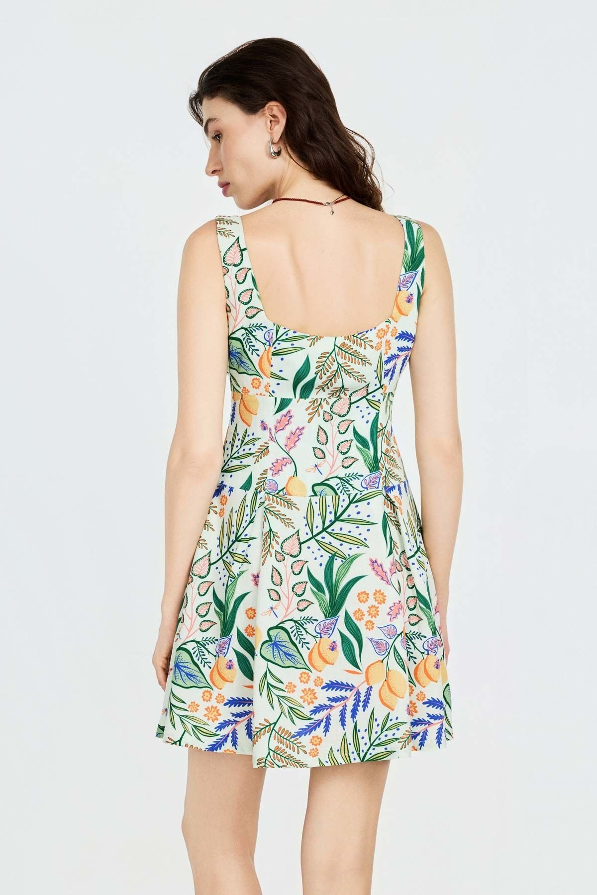 Keten Karışımlı Mini Elbise