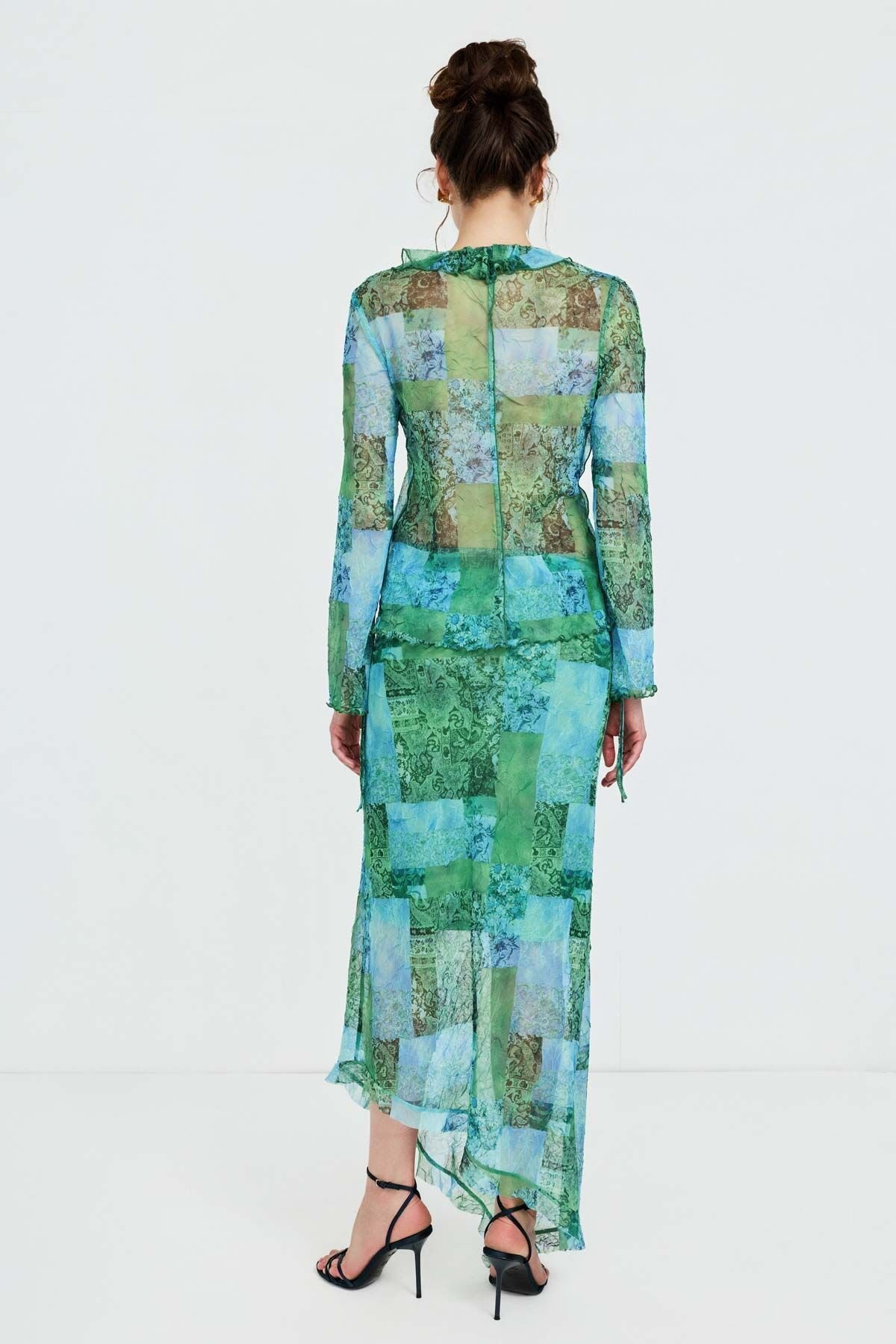 Desenli Fırfır Detaylı Etek